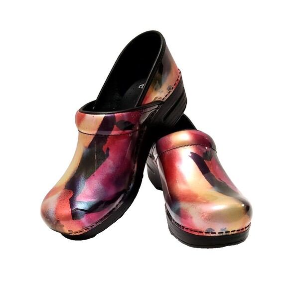 Dansko Professional Clog Patent Leather Size 38 US 7.5 8 Multicolor Workwear - Picture 9 of 10